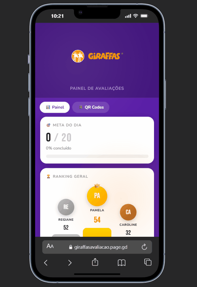Sistema em funcionamento